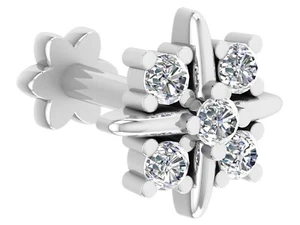 0.06cts Natural Diamond Nose pin - 925 Sterling Silver Womens Piereced Nose Stud - Picture 1 of 5