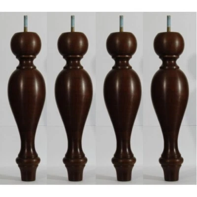 4 LONG FOOTSTOOL LEGS Ref. E228-DDMw ,  300mm (12"), Turned BEECH  LEGS - Image 1 of 3