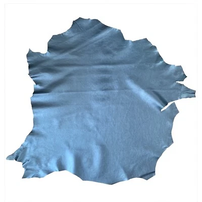 Material de tela de tapicería artesanal de piel de cabra de cuero real metálico azul 1 oz Foto 1 de 4