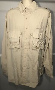 Cabena's Guidewear Beige Khaki Cargo Pocket Button Down Shirt XL Tall