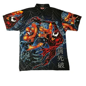 Vintage 2001 Marvel Spider-Man Vs Venom Button Up Shirt Kids Medium 12-14 - Picture 1 of 6