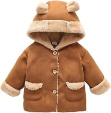 Małe dzieci Polarowa podszewka Sztuczny zamsz Płaszcz z kapturem Button Down Kurtka Odzież wierzchnia