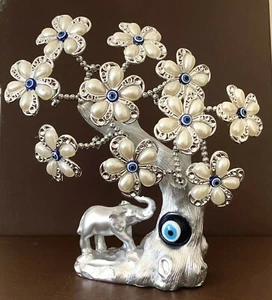 Blue Evil Eye Money Fortune Lucky Tree with Elephant Protection Gift Home Decor - Picture 1 of 5