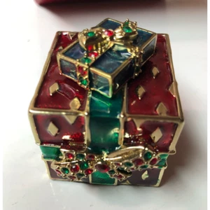 Christopher Radko Jeweled Christmas Gift Figurine Red Green W/ Original Box - Bild 1 von 10
