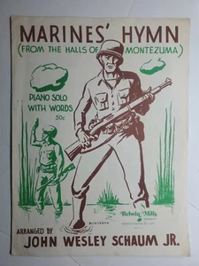 MARINES' HYMN VINTAGE 1951 MUSIC SHEET BY JOHN WESLEY SCHAUM, JR. - Picture 1 of 5