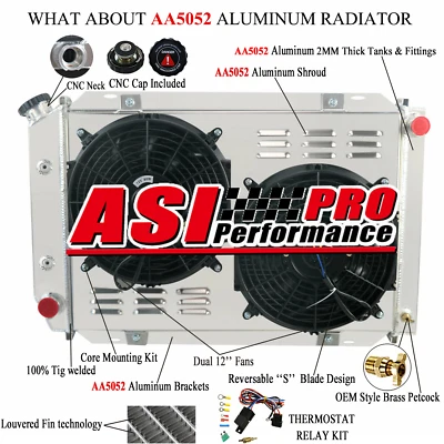 3 Rows Radiator Shroud Fan Fit 1979-93 Ford Mustang Mercury XR7 Lincoln Mark VII - Изображение 1 из 4