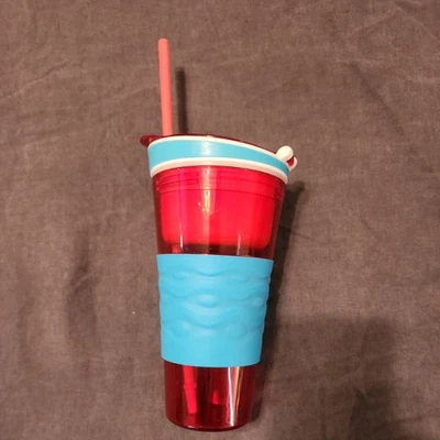 Snackeez Travel Kids Teen Snack Drink Cup Tumbler Sippy No Box Red/Blue - Image 1 of 4
