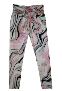 Justice Leggings Girls Lg 12-14 Pink Gold Full Length Dance Athleisure Everyday - Picture 1 of 5