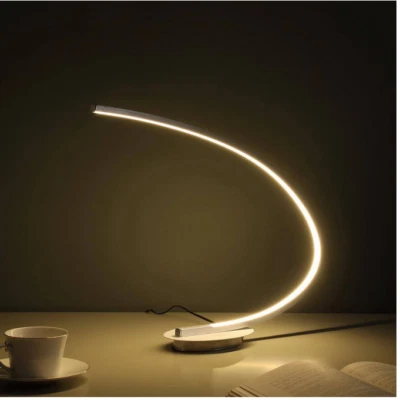 Lámpara de mesa de tubo de arco LED de metal ELI 16" en níquel cepillado ORE HBL2308 Foto 1 de 2