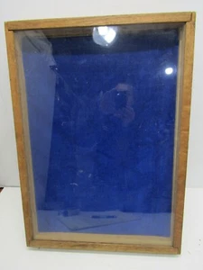 OLD WOOD-WOODEN LARGE GLASS JEWELRY DISPLAY CASE - Picture 1 of 5