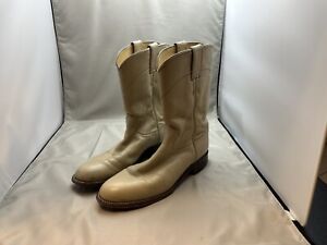 Justin Beige Leather L3066 Roper Western Cowboy Boots Women's 8 C (wide)