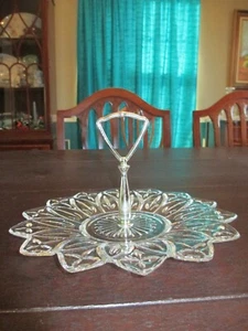 Vintage Federal Petal 1 Tier Glass Seving Tray - Picture 1 of 4