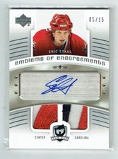 05-06 UD The Cup Emblems of Endorsements  Eric Staal  /15  Patches  Auto
