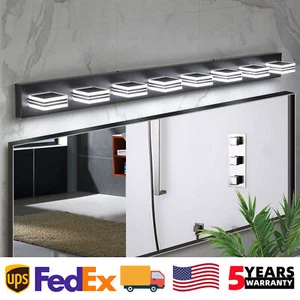 8 Lights 52'' Vanity Light LED Matte Black for Bathroom Mirror Wall Lamp Fixture - Picture 1 of 9