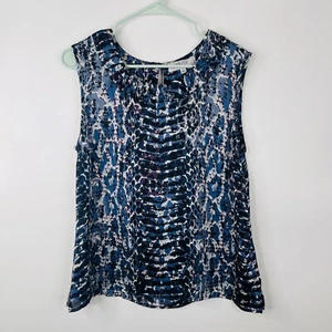 Blusa Top Kasper Mujer Talla L Cuello Redondo Estampado Animal Sin Mangas - Imagen 1 de 5