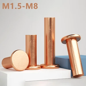 Solid Copper Flat Head Rivet M1.5 M2 M2.5 M3 M4 M5 M6 M8 Copper Rivets - Picture 1 of 6