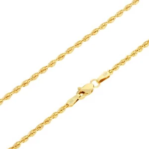 10K Yellow Gold 2mm Rope Chain Laser Diamond Cut Necklace Mens Womens 16"- 30" - Picture 1 of 81