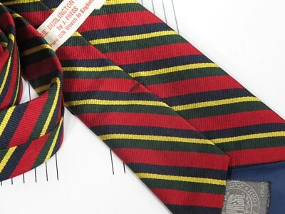 Corbata de seda de colección Burlington Knot by J Press Repp regimiento rojo verde amarillo azul marino Foto 1 de 3
