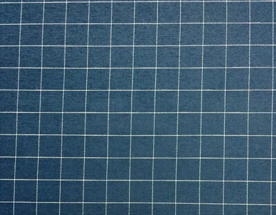 TELA TEJIDA DISEÑO VENTANA A CUADROS AZUL BALARD DESIGN YORK POR YARDA 55"W Foto 1 de 4