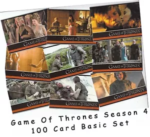 Game Of Thrones Season 4 (Four) - 100 Card Basic/Base Set - Rittenhouse 2015 - Picture 1 of 3