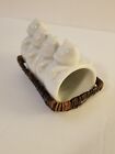 Vintage Set of 4 Porcelain Cat Napkin Rings and Caddy Made in Japan