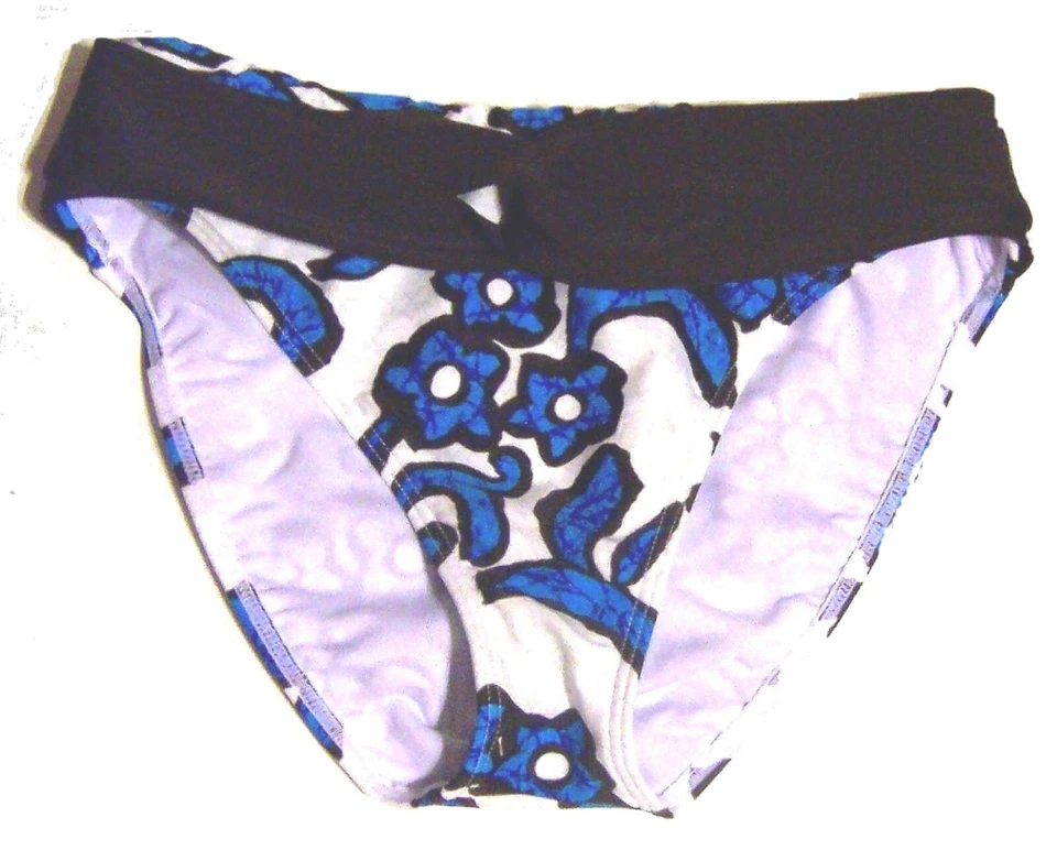Sunsets Ivory and Blue with Brown Floral Bikini Swimsuit Separates - Image 1 of 1