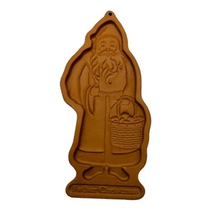 Longaberger 1990 Father Christmas Cookie Mold Terra Cotta Pottery 9 inch - Picture 1 of 8