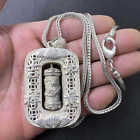 Collier rotatif pendentif cadeau sculptures en argent Oldtibet chinois Oldtibet