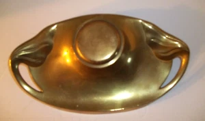 Vintage Antique Art Nouveau Geschutzt Bronze INK WELL STAND & GLASS INKWELL POT - Picture 1 of 15