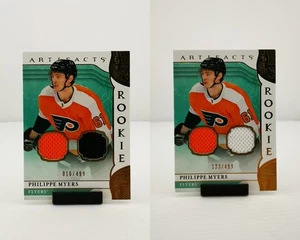 Lot of 2 x 2019-20 Artifacts Materials /499 Gold #163 Philippe Myers Philly - Picture 1 of 21
