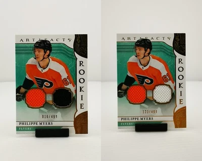 Lot of 2 x 2019-20 Artifacts Materials /499 Gold #163 Philippe Myers Philly - Image 1 of 4