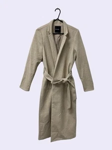 DECJUBA Excellent Condition Women's Beige Long Line Tie Up Coat Size M - Picture 1 of 3