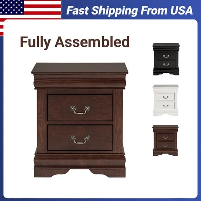 Fully Assembled Traditional Solid Wood Nightstand in Black / Dark Cherry / White - Image 1 of 4