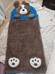 Hug Fun Costco Brown/Blue Plush Teddy Bear Zip Kids Sleeping Bag 66 x 28 Blanket - Picture 1 of 6