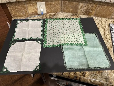 Vintage Linen And Cotton Handkerchiefs Lot Of 4 - 3 Hand Stitched - Image 1 of 4