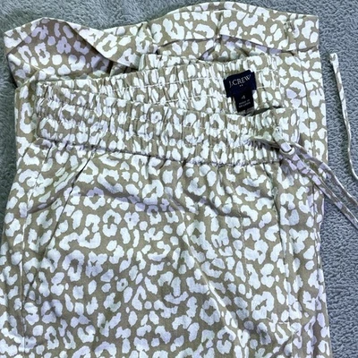 Pantalones para mujer J.Crew de lino y algodón con estampado de leopardo tiro alto pierna ancha talla 4 Foto 1 de 4