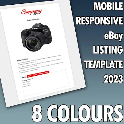 EBay Listing Template Auction HTML Professional Mobile Responsive Design 2023 • 4.49£
