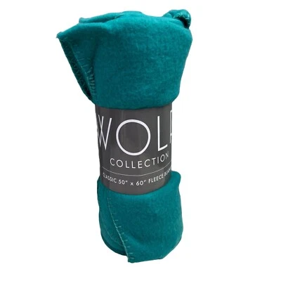Wolf Collection Fleece Blanket Throw Teal Turquoise 50x60 NWT - Image 1 of 4