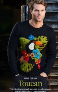 TOUCAN- EMBOIDERED JUMPER - Knitting Pattern - DARIO TUBIANA / ROWAN Alpaca DK - Picture 1 of 14
