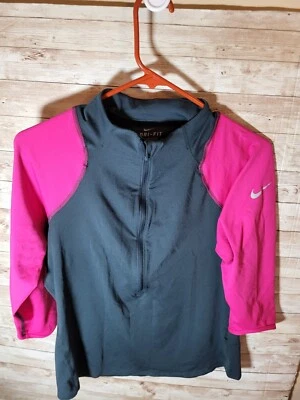 Abrigo para mujer Nike Ciclismo 3/4 Cremallera y Mangas Rosa Grande Ajustado Dri-fit Leer Foto 1 de 4