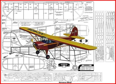 Comet Model Airplane Plans (FF): Aeronca Chief 54" 1/8 Scale Rubber-Powered - Image 1 of 2