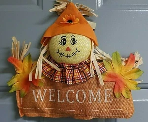 Welcome Scarecrow Door Hanging Sign - Fall - Color Orange - Picture 1 of 5