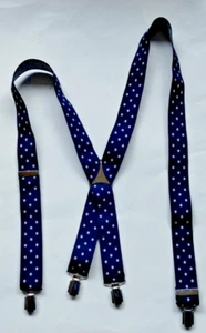 Bretelle uomo blu navy a pois a forma di Y con clip a scatto - Foto 1 di 5