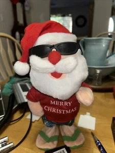 Dancing Singing Santa Animated Musical Christmas Decoration Surfer Dude 12 inch - Picture 1 of 5