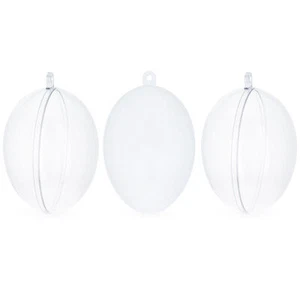 Set of 3 Clear Plastic Egg Ornaments 4.35 Inches (100 mm) - Picture 1 of 5