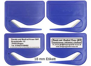 10 Stück Brieföffner mit integrierter Klinge aus Kunststoff blau 70x55x3 mm - Bild 1 von 8