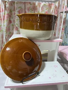 Vintage Emile Henry Dutch Oven Topfdeckel braun gerahmt Topf Steinzeug Küche - Bild 1 von 6