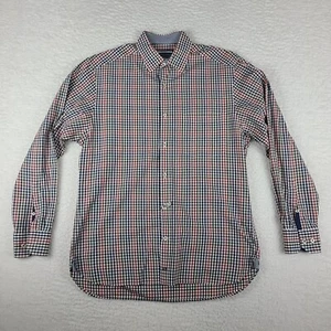 Johnston Murphy Dress Shirt Mens Medium Blue Red Green Tailored Fit Button Up - Picture 1 of 10
