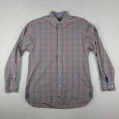 Camisa de vestir Johnston Murphy para hombre mediana azul rojo verde ajuste a medida abotonada Foto 1 de 4