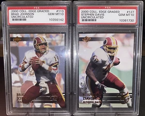 2000 Brad Johnson Stephen Davis PSA 10 Uncirculated Collectors Edge Redskins LOT - Picture 1 of 2